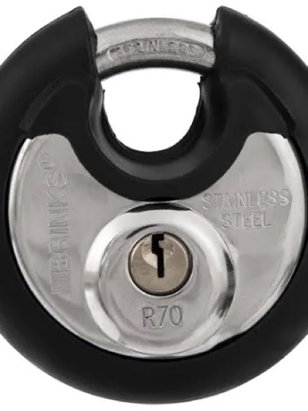 Round Stainless Steel Disc Padlock with Black Protective Cover